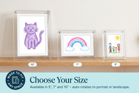 Little Picasso Frame in 10, 7 and 5 inch sizes showing children's drawings